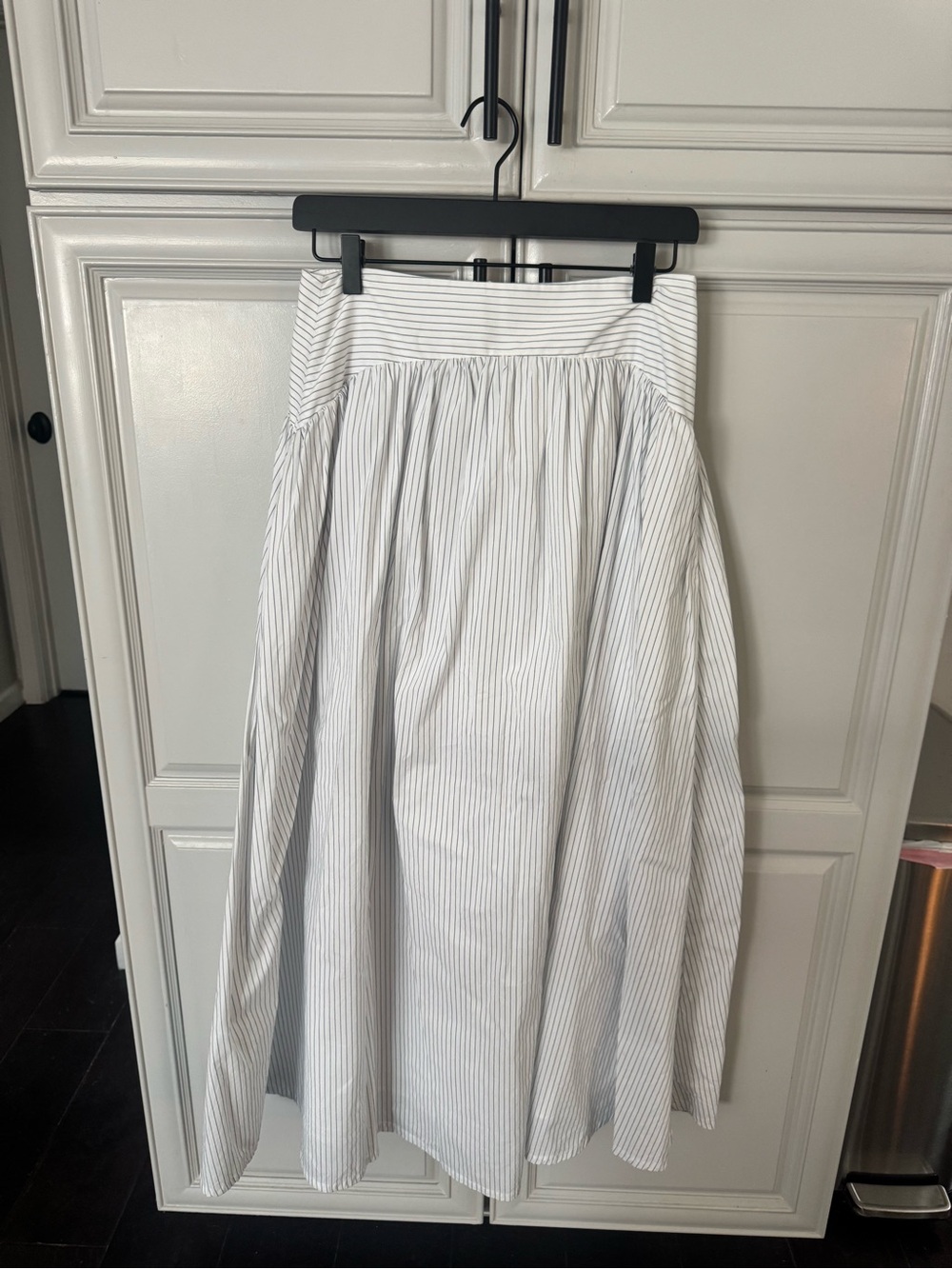 Parker White with Gray Pinstripe A-Line Maxi Skirt